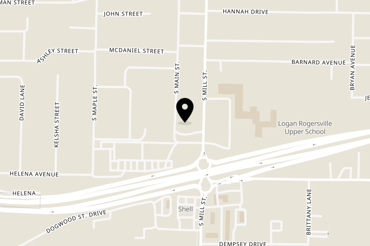 Map showing the location of Roccos Pizza Trailer on 314 S Main St in Rogersville